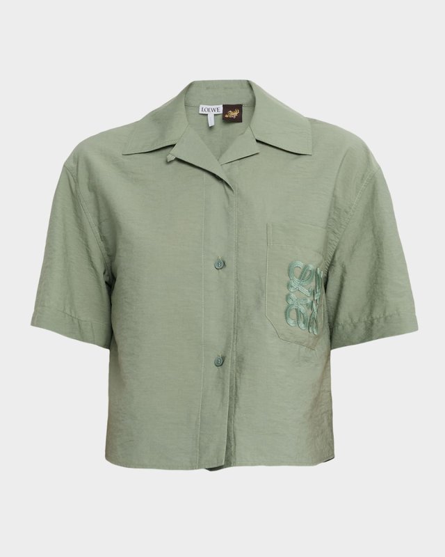 Anagram Pocket Short-Sleeve Crop Shirt